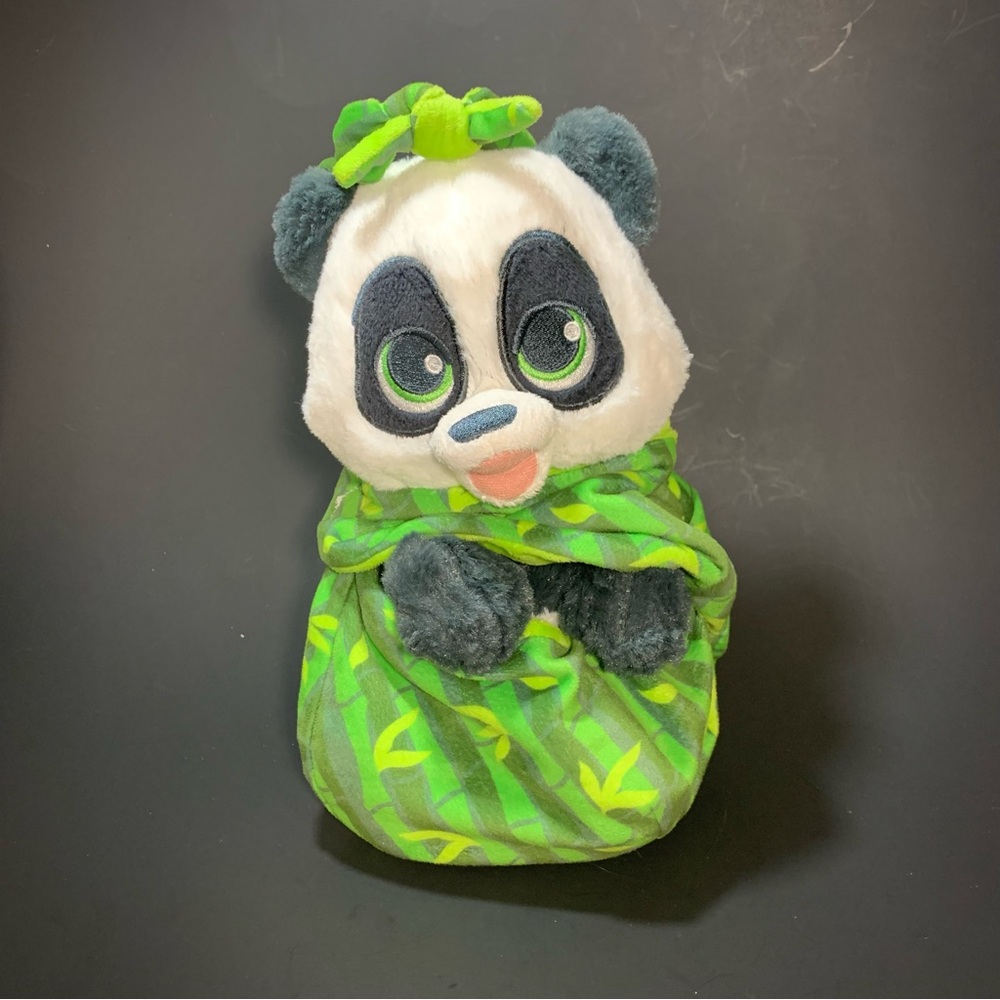 Disney Babies Panda Bear Plush Blanket Swaddle Green Eyes Bamboo Set 9"